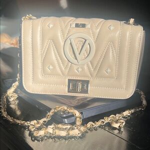 Valentino Cream and Gold Quilted Shoulder Bag